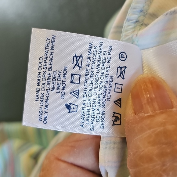 Lands' End Women's Henley Zipper- Blue and Pink Red Yellow Swim Dress. Sz Small - Picture 10 of 10